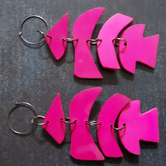 *Vintage* wooden fishbone earrings - Picture 6 of 8